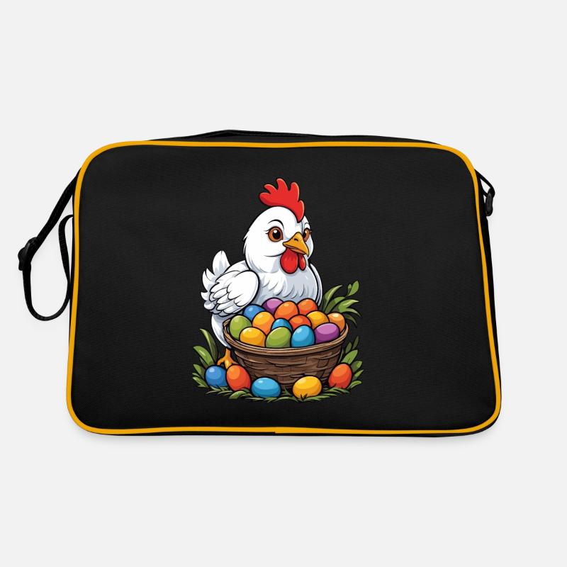 Easter Chicken Colorful Cute Funny Easter Eggs Nest Retro Bag
