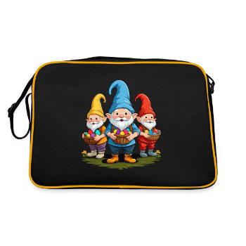 Ostern Nordische Wichtel Gnom Osterhase Zwerge - Retro Tasche - Schwarz/Gold - Hinten