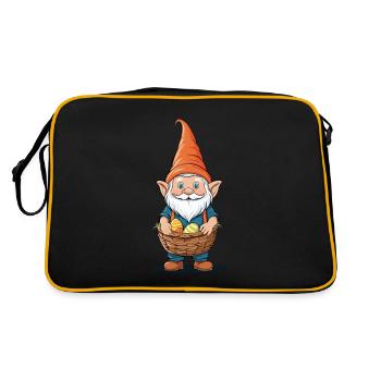 Ostern Nordische Wichtel Gnom Osterhase Lustiges - Retro Tasche - Schwarz/Gold - Hinten