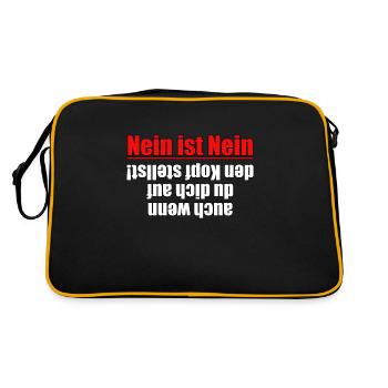 Nein ist Nein! Auch wenn du dich... - Retro Tasche - Schwarz/Gold - Hinten