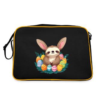 Funny Sloth Easter Bunny Iconic Easter - Retro Bag - black/gold - Back