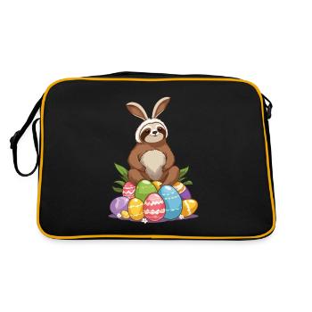 Funny Sloth Easter Bunny Iconic Easter - Retro Bag - black/gold - Back