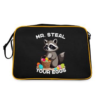 Drôle de voleur d’œufs de raton laveur dicton de Pâques - Sac Retro - noir/or - Dos