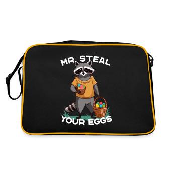 Funny Raccoon Eggs Thief Cute Design - Retro Bag - black/gold - Back