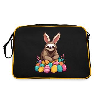 Funny Sloth Easter Bunny Iconic Easter - Retro Bag - black/gold - Back