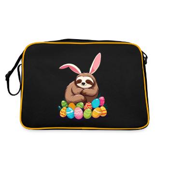 Funny Sloth Easter Bunny Iconic Easter - Retro Bag - black/gold - Back
