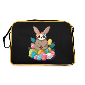 Funny Sloth Easter Bunny Iconic Easter - Retro Bag - black/gold - Back