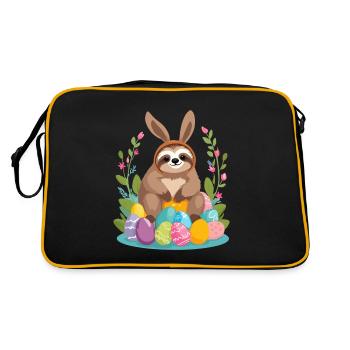 Funny Sloth Easter Bunny Iconic Easter - Retro Bag - black/gold - Back