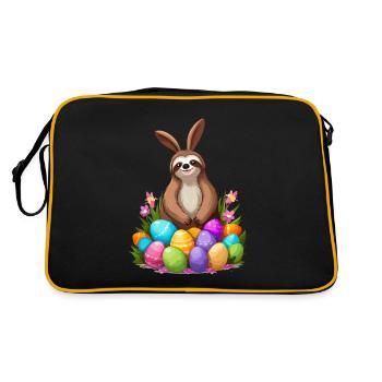 Funny Sloth Easter Bunny Cute Easter Design - Retro Bag - black/gold - Back