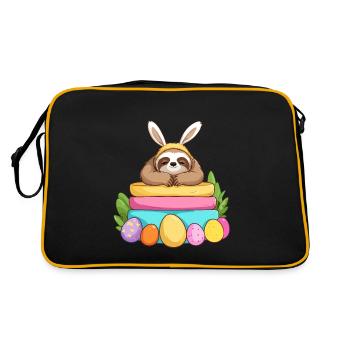 Funny Sloth Easter Bunny Iconic Easter - Retro Bag - black/gold - Back