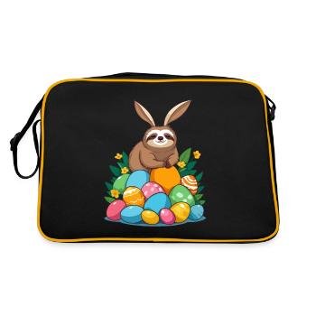 Funny Sloth Easter Bunny Iconic Easter - Retro Bag - black/gold - Back