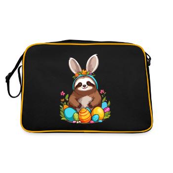 Drôle de paresseux lapin de Pâques emblématique Pâques - Sac Retro - noir/or - Dos