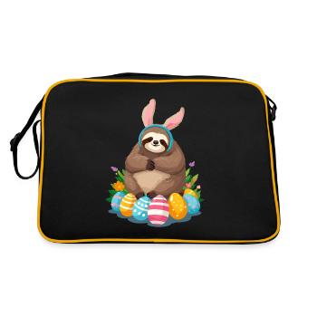Lustiges Faultier Osterhase Ikonisches Ostern - Retro Tasche - Schwarz/Gold - Hinten