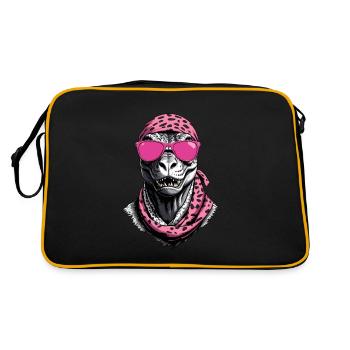 Funny Dinosaur Mom & Cool Dino Woman - Retro Bag - black/gold - Back