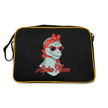 Alpha Mom Lustige Dinosaurier Mutter Cool Saurier - Retro Tasche - Schwarz/Gold - Hinten