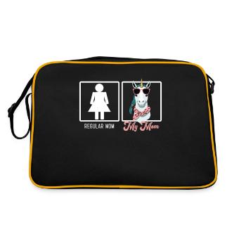 Lustiger Mutter Vergleich Einhorn Mama - Retro Tasche - Schwarz/Gold - Hinten