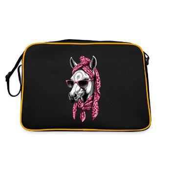 Maman Cheval Élégant Cheval Amour Cheval Fille - Sac Retro - noir/or - Dos