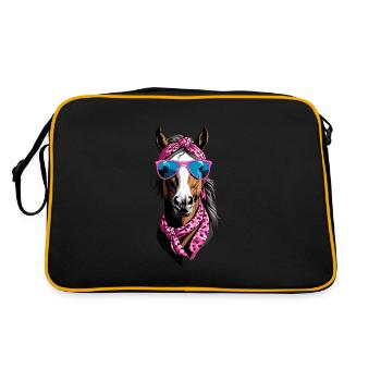 Maman Cheval Élégant Cheval Amour Cheval Fille - Sac Retro - noir/or - Dos
