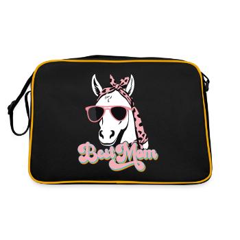 Maman Cheval Cheval Amant Maman Amour Élégant - Sac Retro - noir/or - Dos