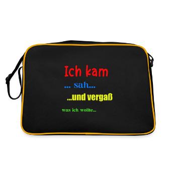Ich kam sah und vergaß... - Retro Tasche - Schwarz/Gold - Hinten