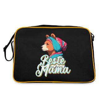 Beste Mama Lustige Muttertag Design Highlights - Retro Tasche - Schwarz/Gold - Hinten