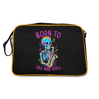 Zum Saxophonisten Geboren Lustiges Jazz Design - Retro Tasche - Schwarz/Gold - Hinten