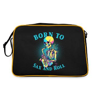 Geborener Saxophonspieler Lustiges Jazz Design - Retro Tasche - Schwarz/Gold - Hinten