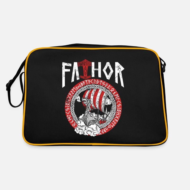 Papa Vathor Nordisches Wikinger Schiff Design Retro Tasche