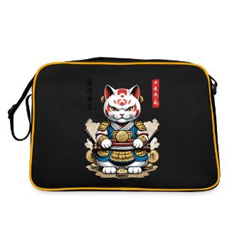 Chat samouraï dans le style esthétique japonais - Sac Retro - noir/or - Dos