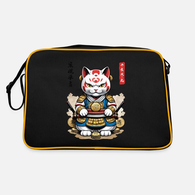 Samurai Katze in Ästhetischem Japan Style Retro Tasche