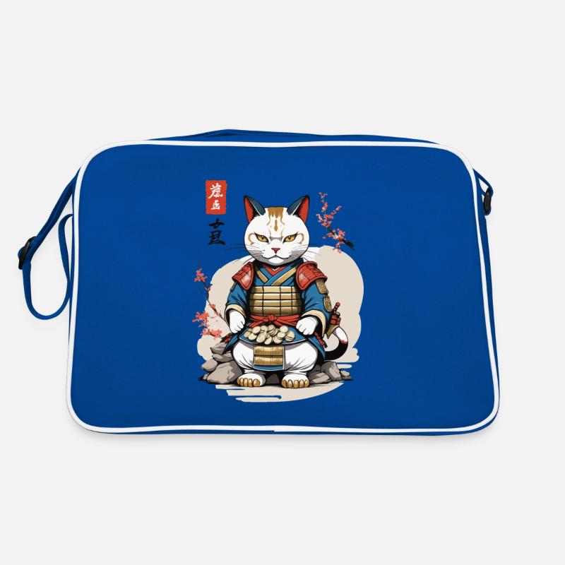 Samurai Katze im Asiatischen Ukiyo-E Stil Retro Tasche