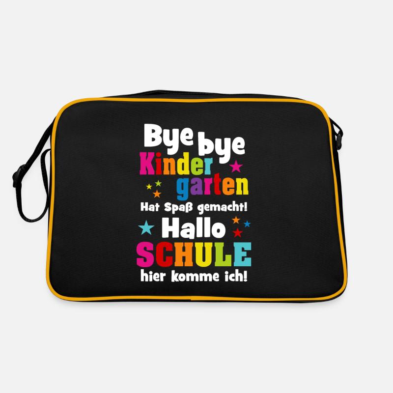 Kindergarten Einschulung Schulkind Schule Geschenk - Retro Tasche - Schwarz/Gold