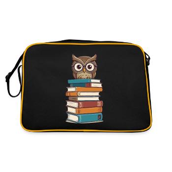 Livres hibou hibou amant mignon livre illustration - Sac Retro - noir/or - Dos