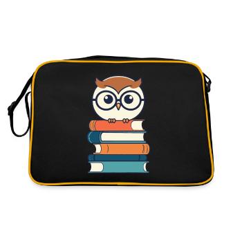 Livres hibou hibou amant rat de bibliothèque illustration - Sac Retro - noir/or - Dos