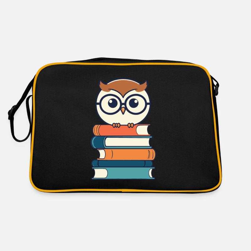 Bücher Eule Eulen Liebhaber Leseratte Illustration Retro Tasche