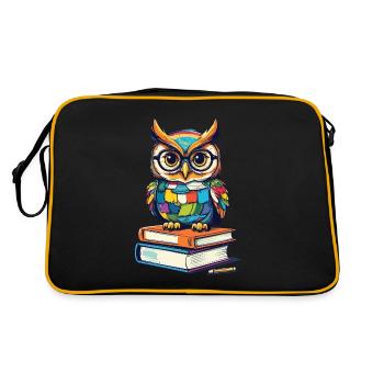 Livres hibou hibou amant mignon livre illustration - Sac Retro - noir/or - Dos