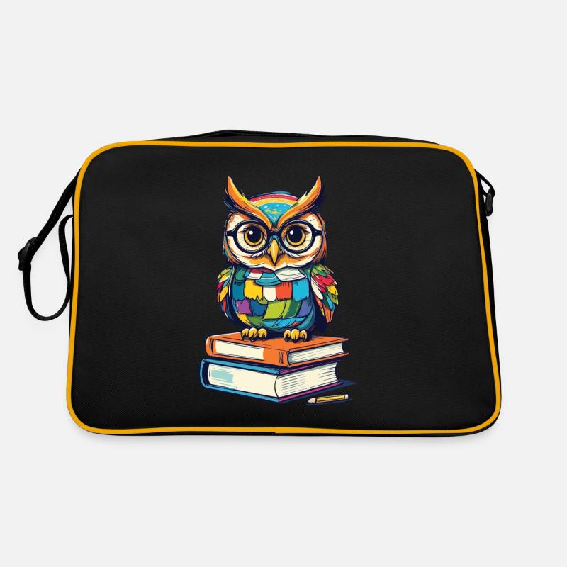 Books Owl Owls Lover Cute Book Illustration Retro Bag