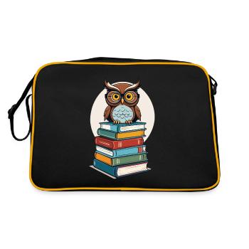 Livres hibou hibou amant mignon livre illustration - Sac Retro - noir/or - Dos