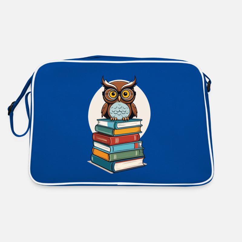Bücher Eule Eulen Liebhaber Süße Buch Illustration Retro Tasche