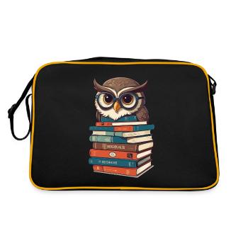 Illustration de livre mignon d’amant des hiboux - Sac Retro - noir/or - Dos