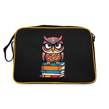 Livres Hibou pour les amoureux des hiboux et les rats de bibliothèque - Sac Retro - noir/or - Dos