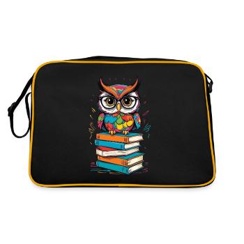 Livres hibou hibou amant mignon livre illustration - Sac Retro - noir/or - Dos