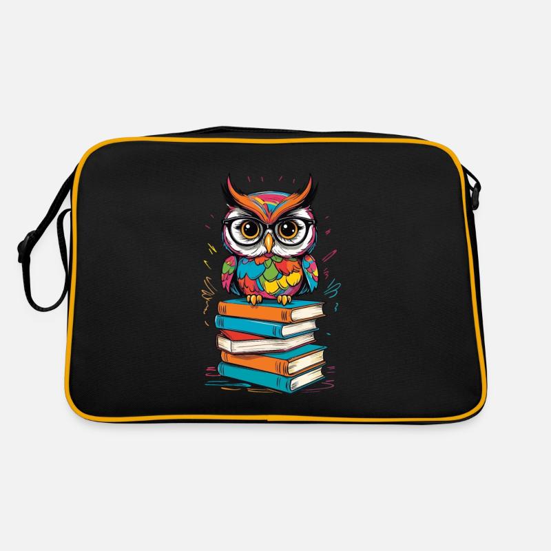 Bücher Eule Eulen Liebhaber Süße Buch Illustration Retro Tasche