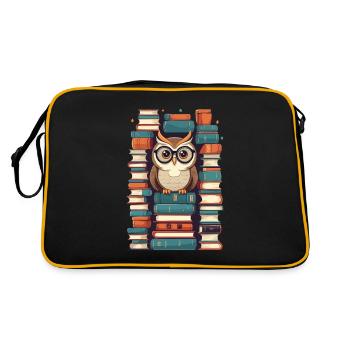 Livres hibou mignon livre illustration lecture hibou - Sac Retro - noir/or - Dos