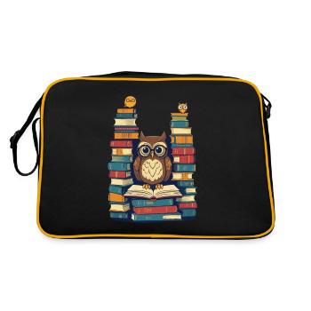 Livres hibou pour hiboux amoureux rat de bibliothèque - Sac Retro - noir/or - Dos