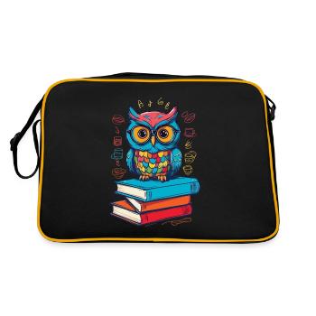 Livres hibou mignon livre illustration lecture hibou - Sac Retro - noir/or - Dos