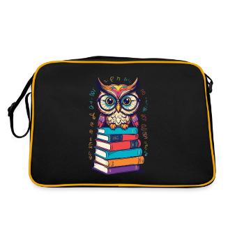Books Owl Enthusiastic Bookworm Cuter - Retro Bag - black/gold - Back