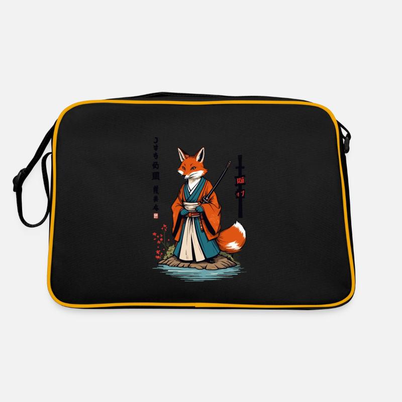 Kitsune Samurai Fox Vintage Ukiyo-e Style Retro Bag