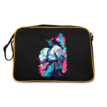 Samouraï Oni Yokai Esthétique Style Vaporwave - Sac Retro - noir/or - Dos