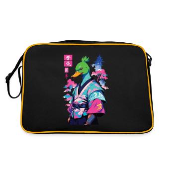 Samurai Duck dans le style esthétique Vaporwave - Sac Retro - noir/or - Dos